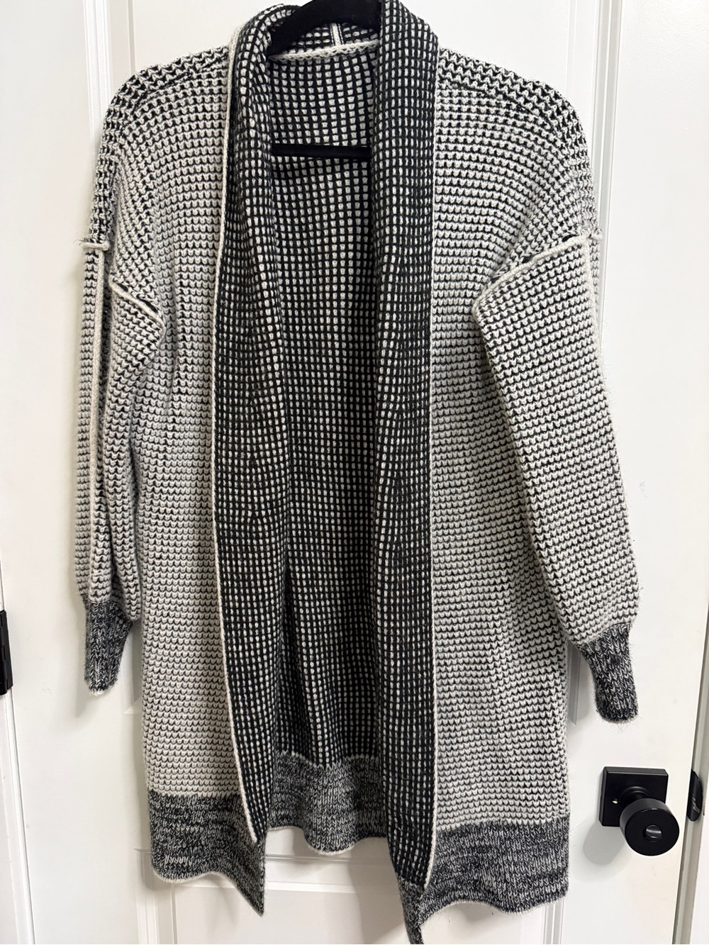 Macy's Black and White Marled Open Cardigan - Picture 4 of 7